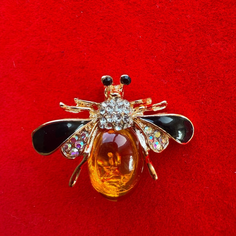 SOLD Gold and Black Bee Brooch